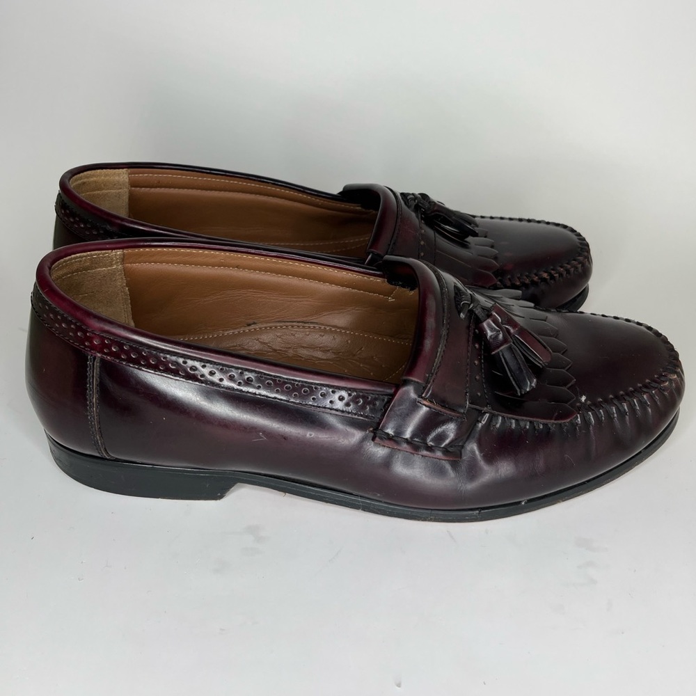 BASS Grammer Mens Size 12D Tassel Loafer Burgundy Leather Slip on Shoes